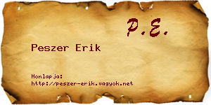 Peszer Erik névjegykártya